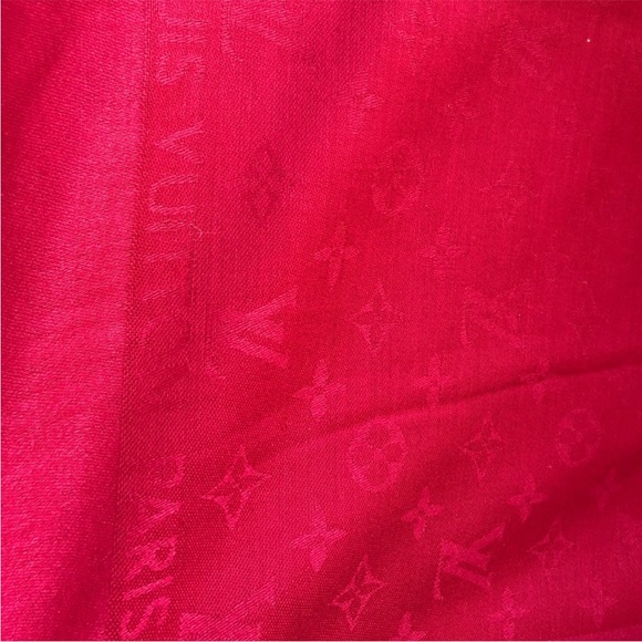 Louis Vuitton Red Monogram Large Square Scarf Wrap - Picture 5 of 7